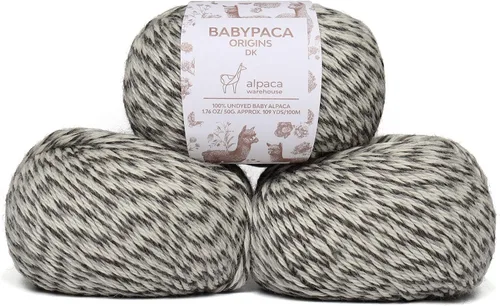 Miniatura 28 de 100% Hilo de Lana de Alpaca Bebé (Juego de 3 Madejas, 150 Gramos) Peso DK - Hecho en Perú - Celestialmente Suave y Perfecto para Tejer y Ganchillo