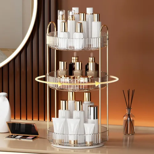 Miniatura 6 de YCIA&DONE Organizador de maquillaje giratorio de 360 grados y almacenamiento para encimera de tocador de 1 nivel, organizadores de cosméticos