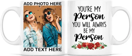Miniatura 8 de Taza de café con texto en inglés "Because Of You I Laugh", regalo para mujeres, mejores amigas, mejores amigas, tazas personalizadas de amistad