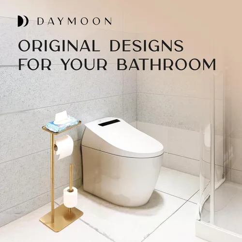 Miniatura 8 de Day Moon™ Soporte de Papel Higiénico Dorado Soporte de Papel Higiénico Independiente con Almacenamiento - Soporte de Papel Higiénico y Porta