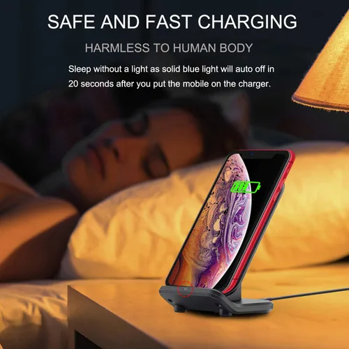 Miniatura 3 de LUXSWAY Estación de carga inalámbrica, cargador de teléfono inductivo de 15 W, soporte de carga inalámbrico rápido con certificación Qi compatible