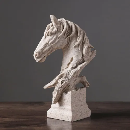 Miniatura 9 de Adorno retro de cabeza de caballo pequeña de arte creativo, adornos de estatua de resina, esculturas de estilo abstracto, decoraciones de sala