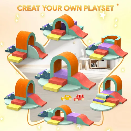 Miniatura 4 de Bloques de escalada de espuma para niños pequeños, 12 piezas de juguetes coloridos de escalada para niños pequeños, juego suave con coche