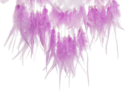 Miniatura 8 de Atrapasueños grandes de ratán, pluma de gallo morado claro con perla de lujo, multianillo, atrapasueños hecho a mano para dormitorio, atrapasueños
