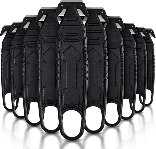 Miniatura 18 de Therwen Cuchillo cortador de caja de seguridad, 8 unidades, de acero inoxidable, abridor de paquetes con divisor de cinta para cartón, cartón