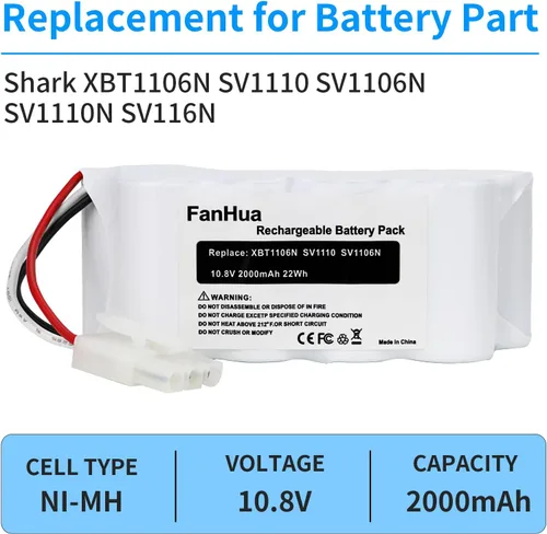 Miniatura 5 de Batería de repuesto de 10.8 V compatible con Shark XBT1106N SV1110 SV1106N SV1110N SV116N Freestyle Navigator aspiradora inalámbrica