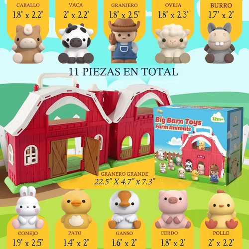 Miniatura 2 de SpringFlower Juguetes para Niños Pequeños de 1 2 3 Años de Edad Niños y Niñas, Juguete de Granero Grande con Animales de Granja, Juguetes Educativos