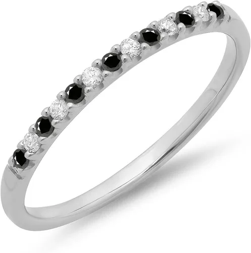 Miniatura 12 de Dazzlingrock Collection Anillo apilable de boda con piedras preciosas y diamantes de 14 quilates, oro blanco