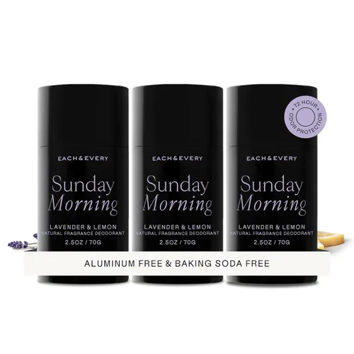 Each & Every Desodorante sin aluminio para mujeres y hombres, fragancia natural, protección contra olores durante todo el día, desodorante no tóxico
