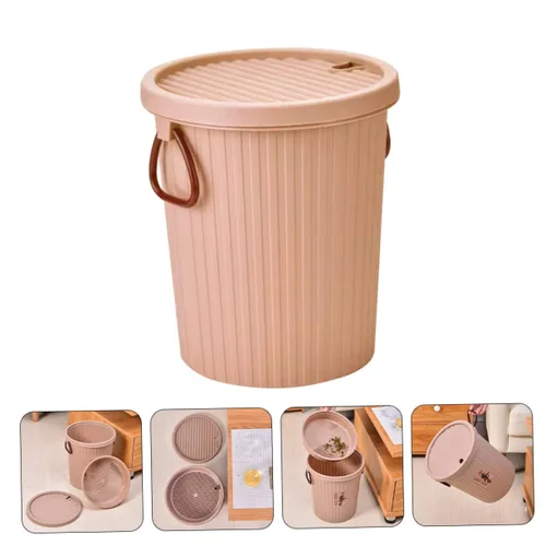 Miniatura 7 de LIFKOME Cubo de basura de escritorio, 8L, marrón claro, plástico