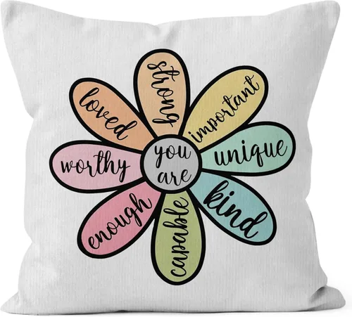 HIWX Fundas de almohada inspiradoras para el aula, almohadas para profesores para el aula, con texto en inglés «You are Enough Loved Kind», fundas