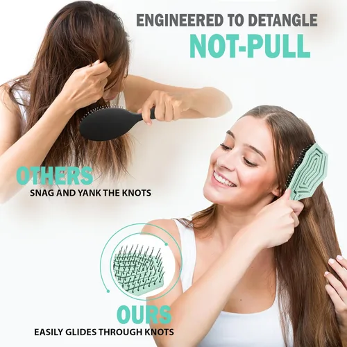 Miniatura 4 de Fiora Naturals Cepillo desenredante para el cabello para mujer, cepillo desenredante con cerdas suaves flexibles, se desliza suavemente a través