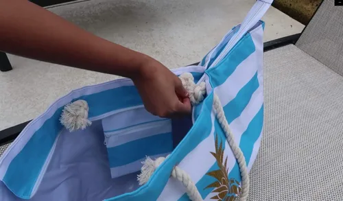 Miniatura 2 de Bolso de playa XL, para viajes, con forro impermeable, cierre de cremallera y bolsillos interiores