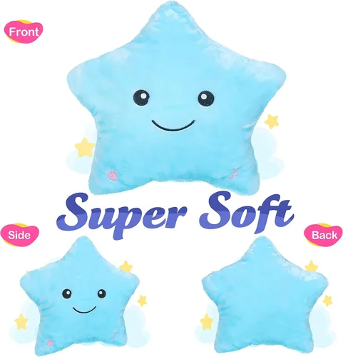 Miniatura 8 de Wewill Creative Luz LED nocturna brillante Almohada de felpa con forma de estrella Juguetes de falta, azul Azul (Variante 2)