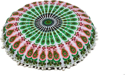 Miniatura 18 de CRAFT KALA Funda de cojín redonda de 22 pulgadas, diseño de mandala bohemio, para meditación, para sala de estar, sala de yoga, hogar, dormitorio