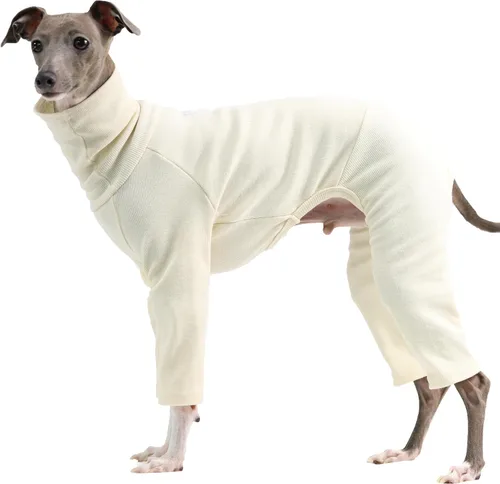 Miniatura 13 de D Doggy Star - Suéter de galgo italiano de cuello de tortuga, conjunto de mono de vellón cálido, ropa de Whippet para perro (XL, azul marino Pkt)