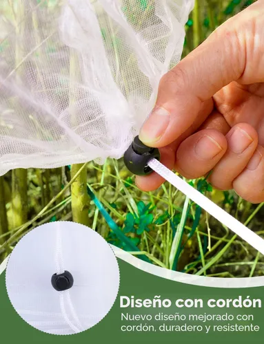 Miniatura 5 de Red para pájaros para protección del jardín, paquete de 4 redes de jardín barrera de plagas con cordón, mosquitero para tomates, cubierta protectora