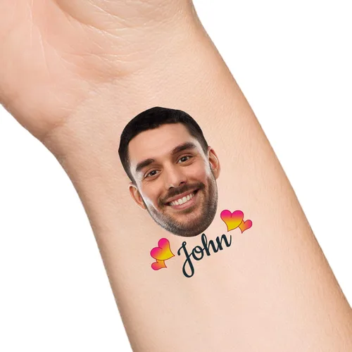 Miniatura 25 de Tatuajes temporales personalizados con texto de nombre, tatuaje temporal personalizado con logotipo fotográfico para adultos, parejas, mujeres