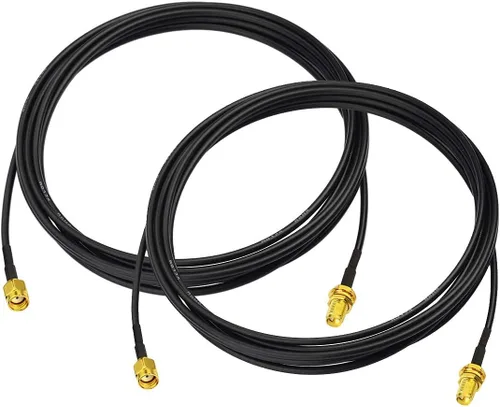 Bingfu Cable de extensión de antena WiFi, paquete de 2 unidades RP-SMA macho a RP-SMA hembra Cable RG174 de 9.8 ft 10 pies para enrutador WiFi,