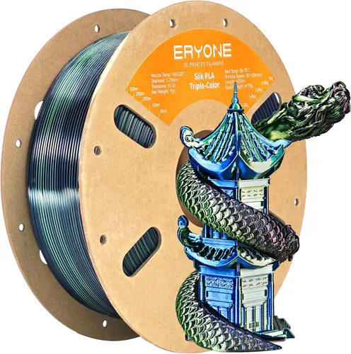 Miniatura 72 de ERYONE Filamento de ácido poliláctico (PLA) de seda bicolor para impresora 3D, de 1.75 mm +/- 0.03 mm, carrete de cartón de 1 kg (2.2 libras)