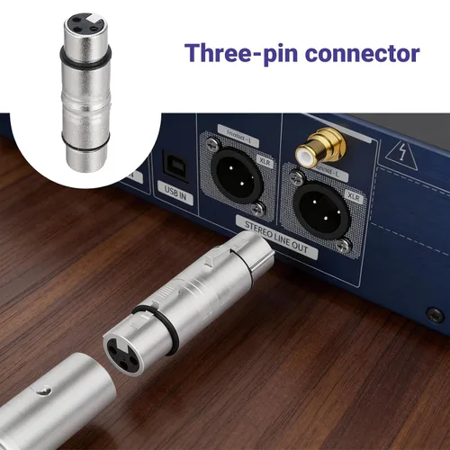 Miniatura 6 de Paquete de 2 adaptadores XLR hembra a hembra de 3 pines para micrófono cambiador de género XLR