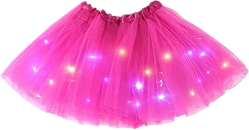Miniatura 18 de Faldas de tutú LED para mujer, falda de tul con capas para baile de ballet, faldas iluminadas para disfraz de fiesta