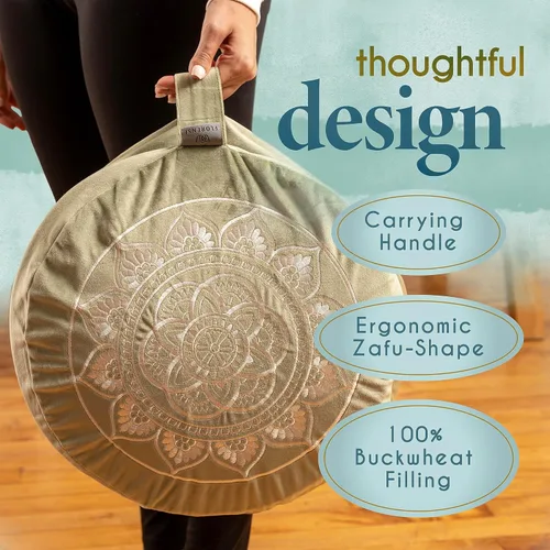 Miniatura 7 de Florensi - Cojín de meditación - Cómoda almohada de suelo - Tradicional almohada de meditación tibetana con hermosa cubierta de terciopelo - Cojín