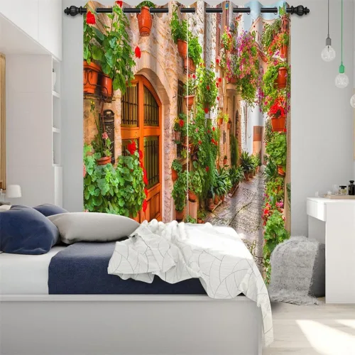 Miniatura 188 de Cortinas japonesas con pintura de tinta, monte Fuji, sol rojo, puesta de sol, hojas de bambú, cortinas de ventana para dormitorio, sala de estar