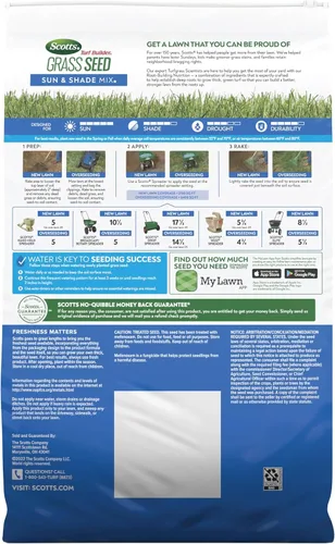 Miniatura 2 de Scotts – Mezcla de semillas de césped Turf Builder Sun & Shade con fertilizante y mejorador de suelo, prospera en diversas condiciones, 16 libras