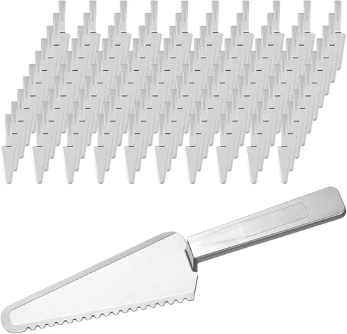 Miniatura 15 de Suclain 50 piezas de cortador de pasteles desechables negros a granel de 9.1 pulgadas, servidor de plástico para tartas, espátula, cuchillos, tarta
