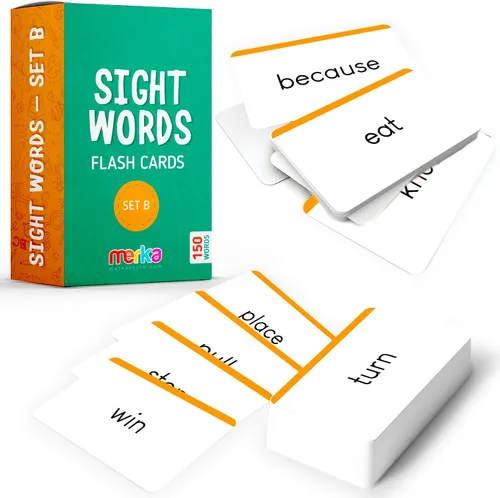merka Tarjetas flash de palabras a la vista – 150 tarjetas, juego B – frituras de palabras y vocabulario para lectura de primer grado