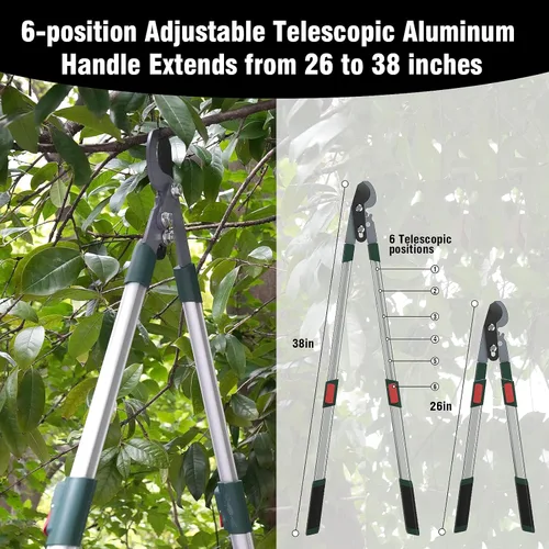 Miniatura 3 de GARTOL Juego de Herramientas de Jardín de 3 Piezas - Podadora de Bypass, Tijeras para Setos, Tijeras de Podar con Mangos Telescópicos de Aluminio