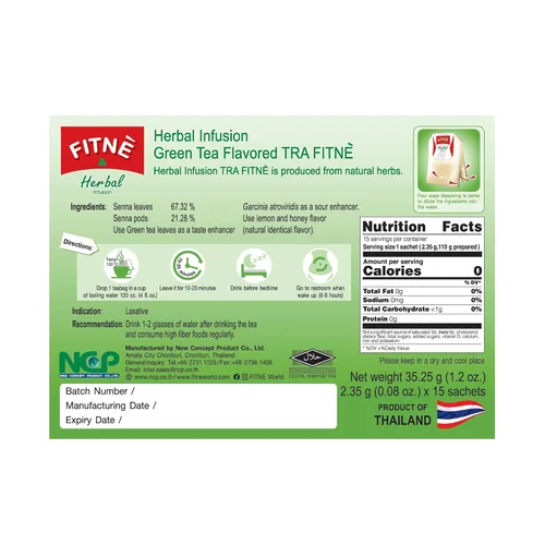 Miniatura 2 de FITNÈ Té verde a base de hierbas miel limón con infusión de Garcinia Senna suave desintoxicación limpia alto antioxidante sin calorías edulcorante