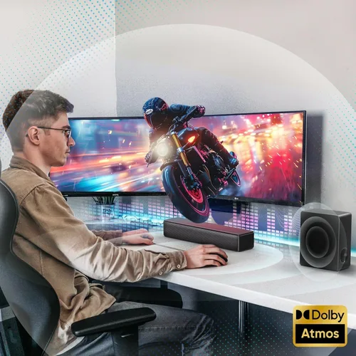 Miniatura 8 de GEOYEAO Barra de sonido con subwoofer, barra de sonido de 200 W y 2.1 canales con sistema de sonido envolvente Dolby Atmos para Smart TV/Proyector/PC