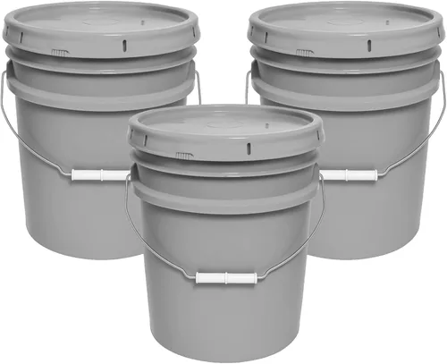 Miniatura 25 de Balde de 5 galones y tapa - Cubo resistente de 90 mil para todo uso - Fabricado en los Estados Unidos - Grado alimenticio - Plástico sin BPA - Rojo