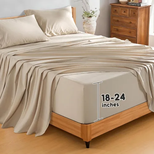 Miniatura 27 de SONORO KATE Sábanas de cama de lino francés 100% puro, tamaño Queen, sábanas de cama de lino transpirables y duraderas, antidesgarro, lavables a