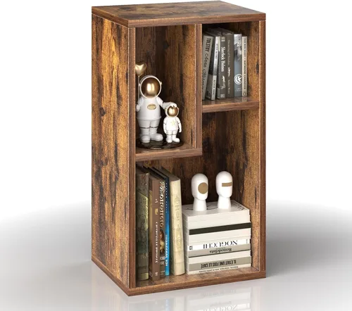 Miniatura 31 de VECELO Estantería para niños, 2 en 1 con estantes y 3 cubos de diferentes tamaños, organizador de madera para almacenamiento de juguetes para Blanco