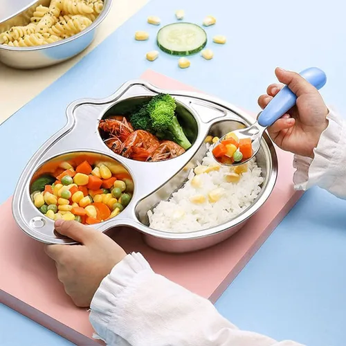 Miniatura 5 de Pimoys Cucharas para niños pequeños, 6 cucharas de bebé para autoalimentarse, cucharas de acero inoxidable para niños con mango redondo, utensilios