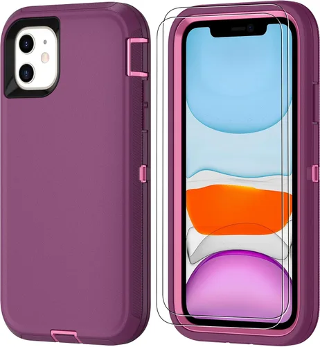 Miniatura 38 de Jshru para iPhone XR Funda con [2 Pack] Protector de Pantalla HD, [Grado Militar] 3-en-1 Resistente Protector de Cuerpo Completo a Prueba de Negro