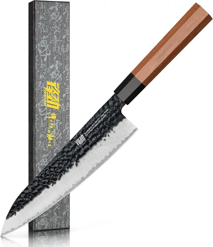 FINDKING Dynasty Series - Cuchillo de chef japonés, cuchillo de cocina profesional, hoja de acero de alto carbono 9Cr18MoV, mango octogonal de