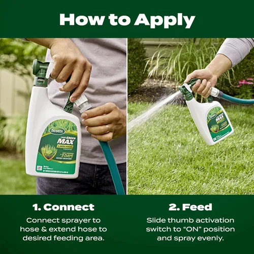 Miniatura 6 de Scotts Liquid Green Max Lawn Food: 2,000 pies cuadrados, Fertilizante 2 en 1 y suplemento de hierro, uso en cualquier tipo de césped, 32 oz.