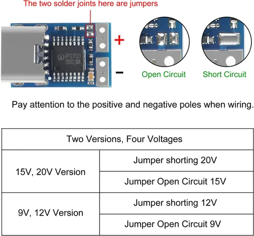 Miniatura 5 de AITRIP 5 unidades PDC004-PD PD Módulo señuelo de señuelo, USB-C PD 12 V CC módulo de disparo de potencia de voltaje fijo 5A Tipo-C entrada hembra