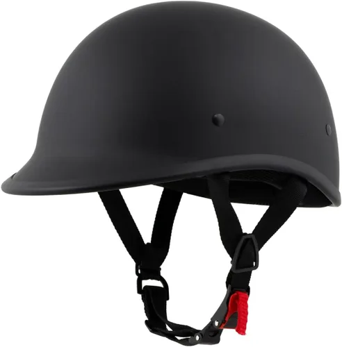 Milwaukee Helmets MPH9750DOT Casco 'Polo' de media cara para motocicleta con aprobación DOT en color negro mate para hombres y mujeres motociclistas