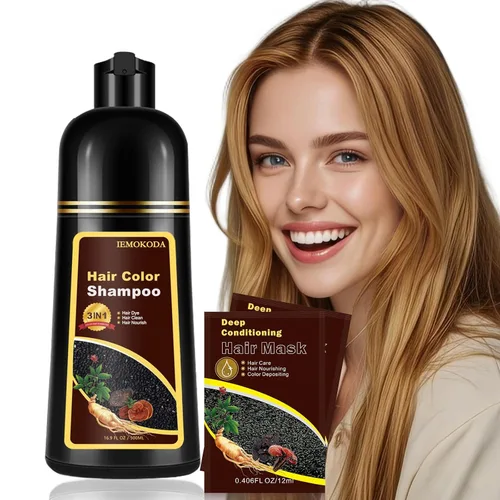 Miniatura 11 de Champú para Teñir el Cabello Marrón Cerezo 3 en 1, Champú para el Color del Cabello que Funciona en Minutos, Champú para Cabello Marrón & Champú