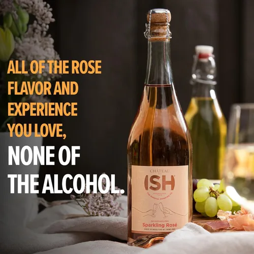 Miniatura 5 de ISH Vino Espumoso No Alcohólico Blanco y Rosado en Paquete, Cero Grados de Alcohol, Vino Desalcoholizado, Sin Gluten, Bajas Calorías, Dos Botellas