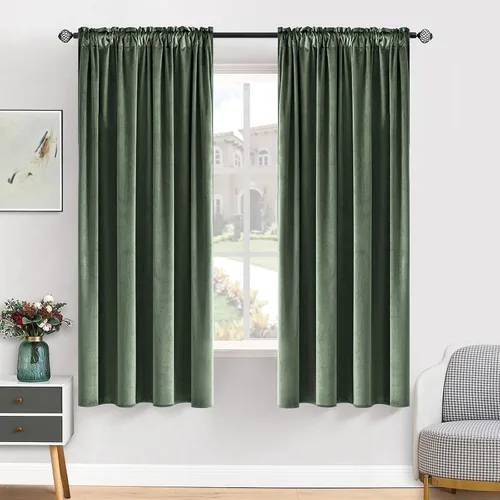 Miniatura 48 de MIULEE - Juego de 2 paneles de cortinas negro opacas y térmicas de terciopelo para la sala de estar y dormitorio, con bolsillo para cortinero, de 63