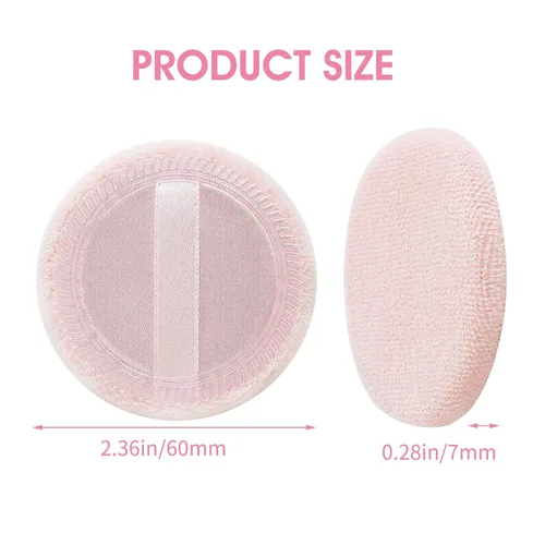 Miniatura 2 de WLLHYF 12 piezas de maquillaje de algodón rosa soplo cosmético redondo para maquillaje facial polvo de terciopelo para polvo suelto, lavable (rosa)