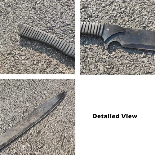 Miniatura 5 de Espada machete de acero al manganeso de espiga completa hecha a mano de 34.6 pulgadas con funda para práctica, uso al aire libre