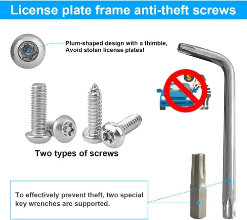 Miniatura 2 de YALOK - Kits de tornillos antirrobo para placa de matrícula - Hardware de montaje de placa de matrícula de acero inoxidable a prueba de óxido