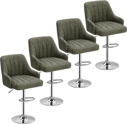 Miniatura 13 de VECELO Juego de 2 taburetes de bar, taburetes de bar ajustables, taburetes de altura de mostrador con respaldo y brazo, taburetes de isla de cocina